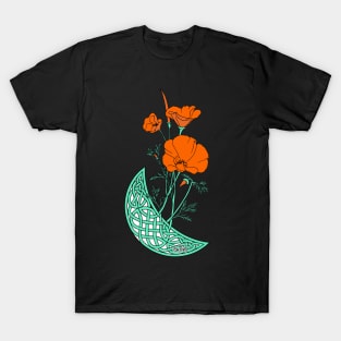 California Poppies with Pictish Moon Bloom T-Shirt